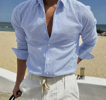 STRIPED LONG-SLEEVE SUMMER SHIRT.