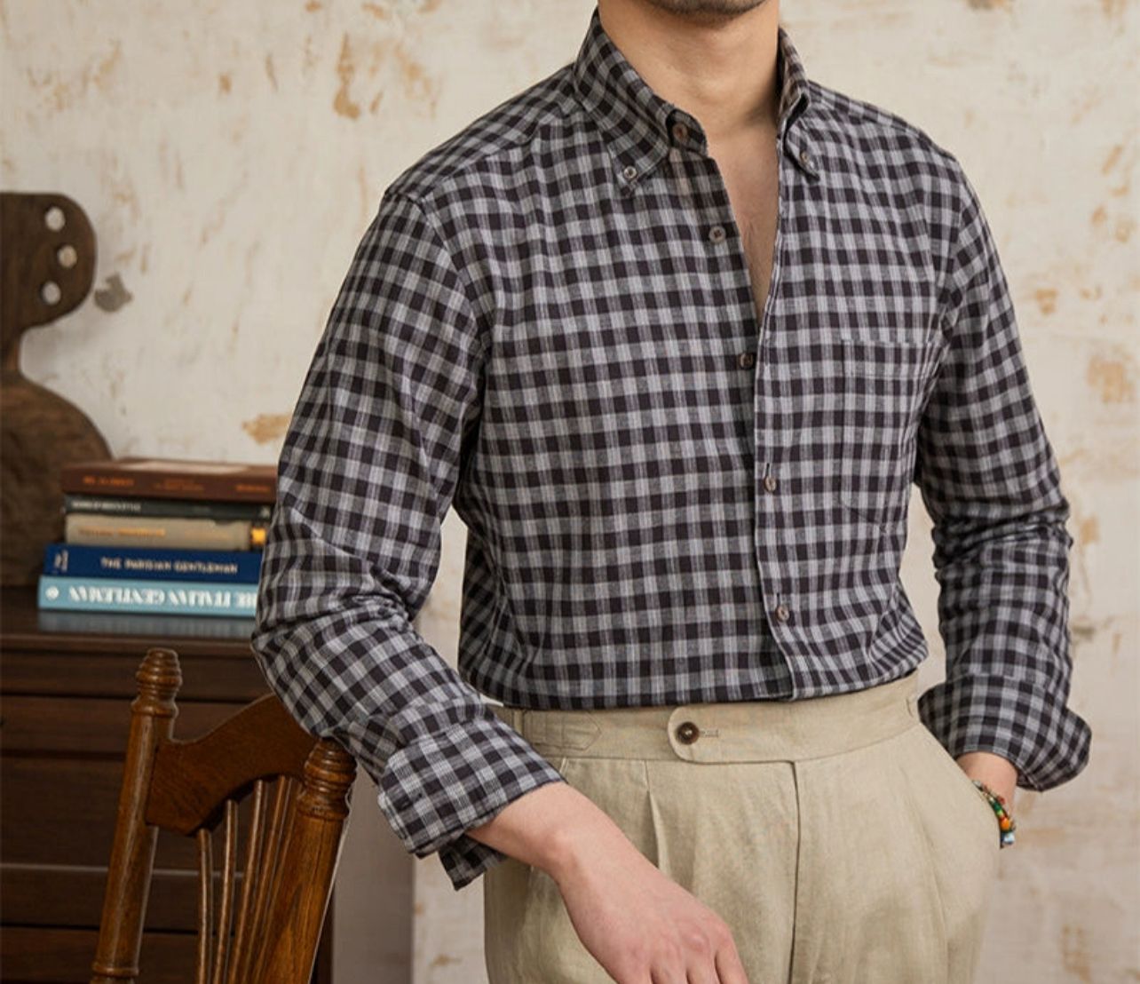 AMERICAN STYLE PLAID ELEGANT SHIRT.
